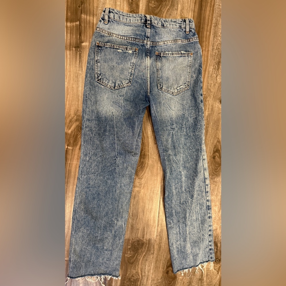 We The Free Distressed Light Blue Straight-Leg Jeans - Picture 2 of 4